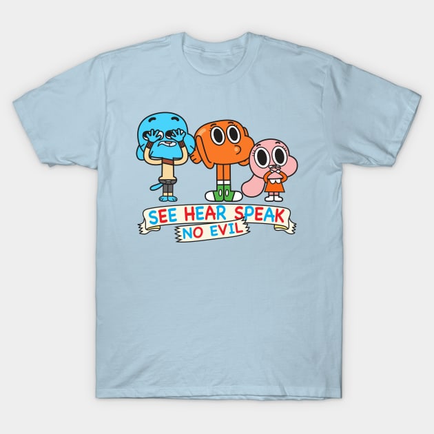 Gumball Darwin Anais No Evil T-Shirt by Plushism